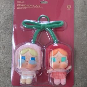 Popmart Authentic Crying for Love Plush Keychain Set - Pink and Red